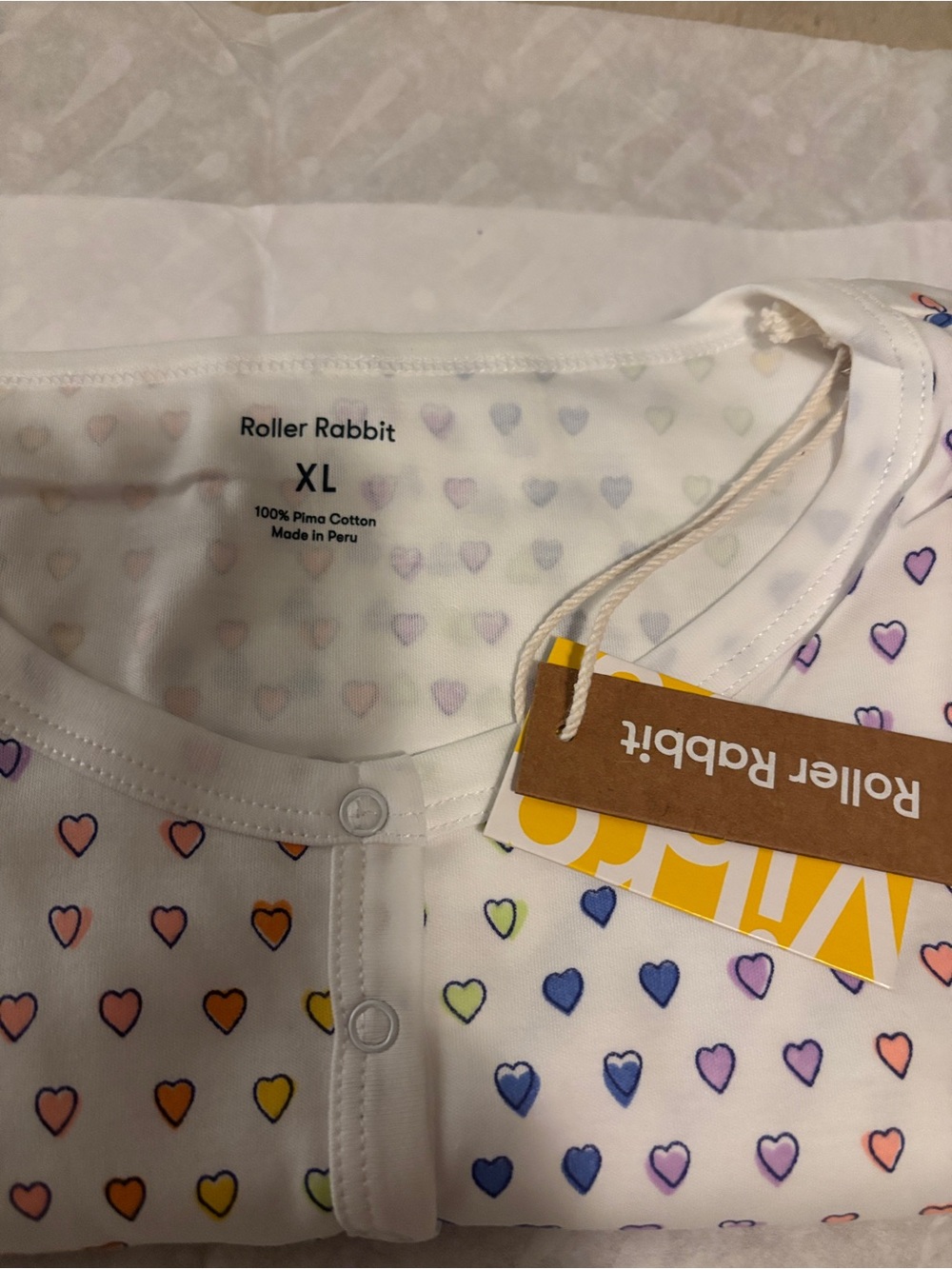 NWT Roller Rabbit Rainbow Disco Hearts Pajamas Set With Matching Robe NWT XL - Picture 2 of 4